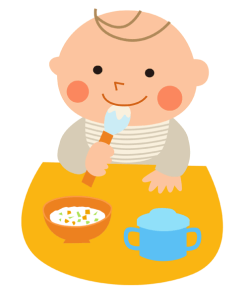 illustration of baby eating food